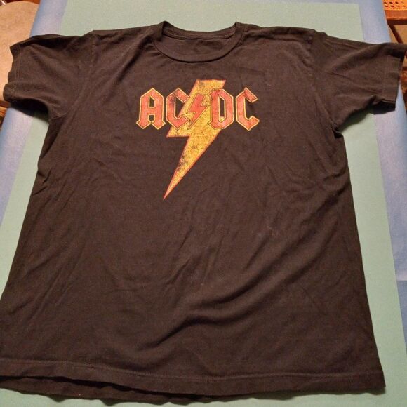 AC/DC Unlabelled Mens Black Graphic T-shirt - Picture 1 of 4